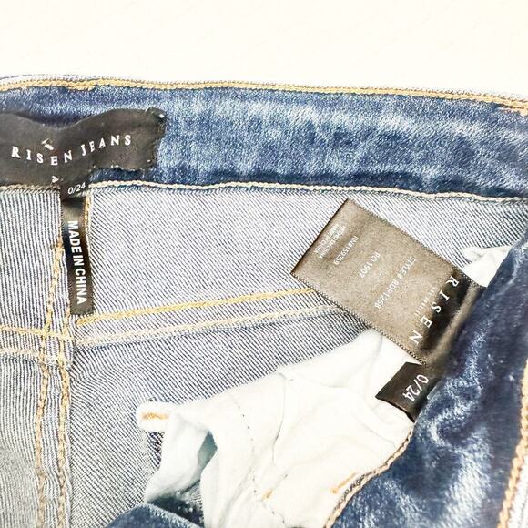 Risen Ripped Distressed Ripped Bootcut Flared Denim Jeans Size 0/24 - Picture 7 of 9